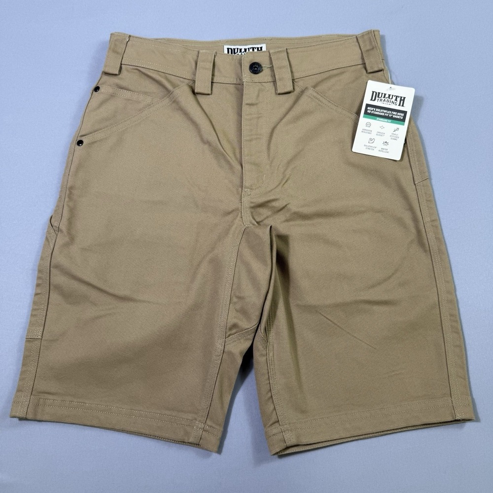 Duluth Trading Co Flex Fire Hose Canvas Shorts 11" Mens 30 Brown Standard Fit